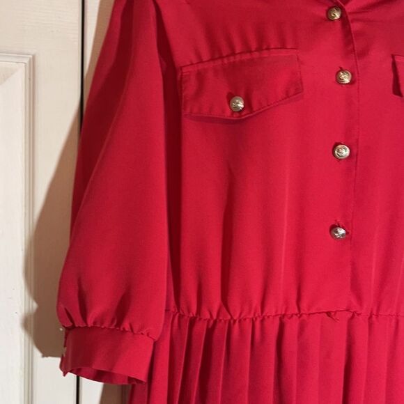Vintage Sweetbriar 1980s Red Shirtwaist Dress 12 But Runs Small - Picture 5 of 16